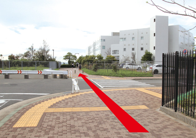 そのまま直進して横断歩道を渡りさらに直進します。